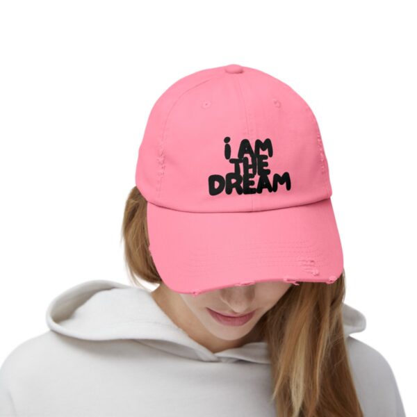 I Am the Dream Distressed Cap (Black Lettering) - Image 3